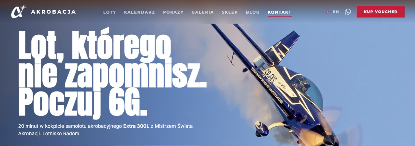 Zrzut ekranu strony akrobacja.com